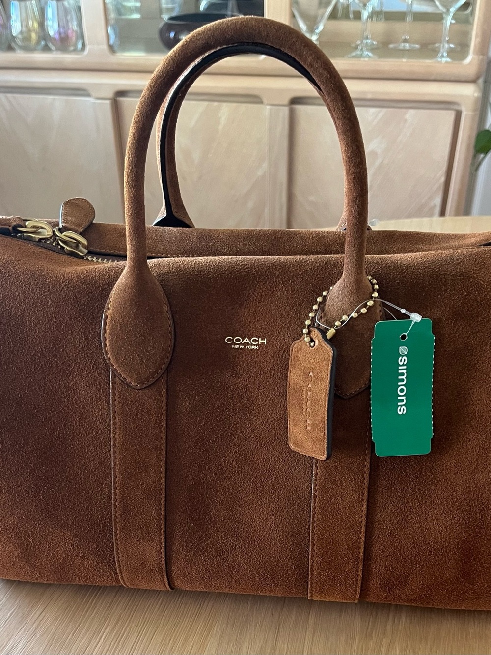 Coach Compass 35 in Warm Brown Suede